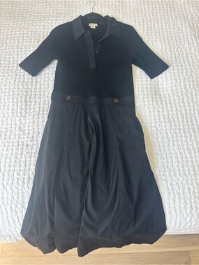 Shoshanna Black Collared Knit-Waist Dress